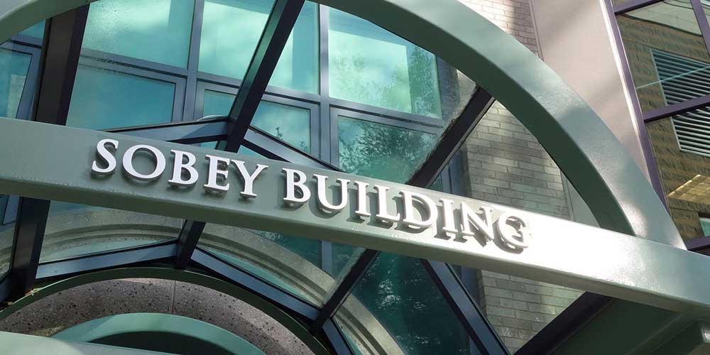 The word Sobey Building above the the entrance